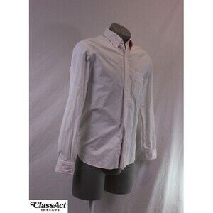 Brooks Brothers Long Sleeve Button Up Shirt White With Pink Thread Cotton Sz M